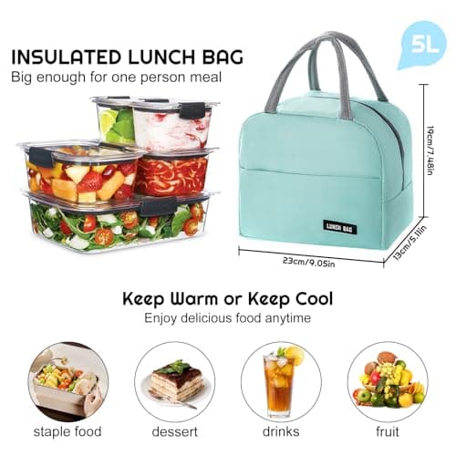 SUOXU Insulated Lunch Bag for Men Women Kids Cool Bag- Reusable Thermal Food Bag Ice Pack with Leak-Proof Liner, Cooler Tote for Work, School, Picnic & Travel (5L - Light Green) — view 5