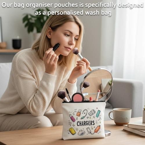 Charger Bag, Travel Charger Organizer, 2 Pack USB Cable Storage Pouch, Compact Design for Easy Packing, 22 x 16 cm — view 5