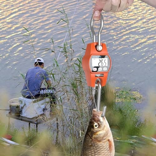 Hanging Scale Handheld 880lb/400kg Crane Scale Luggage Scale,with ABS Plastic case & Big LCD Display, Portable Digital Mini Crane Scale Fishing Scale，for Gym,Hunting,Travelling,Farming（Orange） — view 4