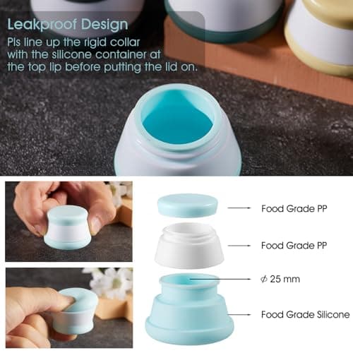 INSFIT 4 Pack Silicone Travel Containers - CAA Compliant 20ml Leakproof Toiletries Jars, BPA-Free Cream Containers with Lids & Labels, UK Travel Essentials (Includes Mini Spatulas) — view 3