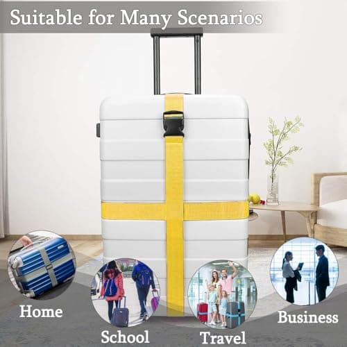 2 Pcs Luggage Straps for Suitcases Strap, Travel Thickened Luggage Accessories Adjustable Packing Suitcase, Heavy Duty Belts with Buckle Closure Baggage for Travel Trip Outdoor Eventments(Yellow) — view 4