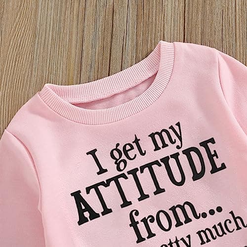 WWAYBEI Toddler Girls Clothes 1-6 Years Spring Fall Outfits Baby Letter Long Sleeve Pullover Sweatshirt Camouflage Pants Set (A# Pink, 4-5 Years) — view 5