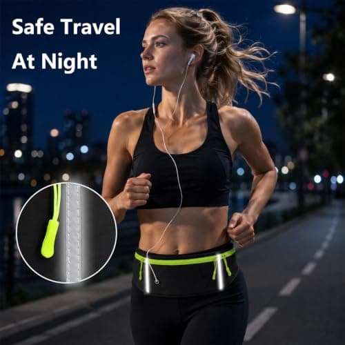 ZEMINRI Running Belt Adjustable Elastic Strap Waterproof Bumbags (Black) — view 6