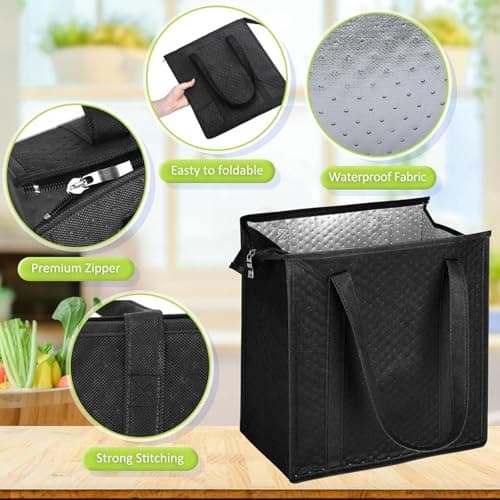 2pcsFoldable Cooler Bag,Soft Insulated Lunch Bag,30x18x33cm,With Hard Liner — view 5