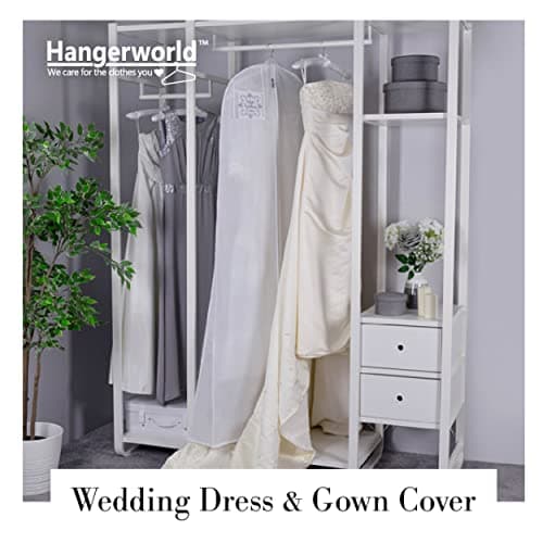 Hangerworld 72 Inch White Breathable Wedding Dress Bridal Gown Garment Cover Bag with Secret Internal Zipped Pocket (1) — view 4