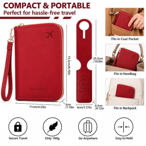 Passport Holder RFID Travel Wallet with Luggage Tag Set for Women & Men — view 2