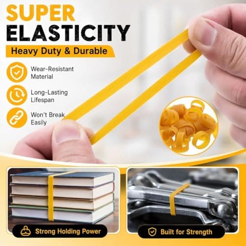 380pcs Wide Yellow Rubber Bands 10cm Thick Rubber Reliable Bundling — view 3