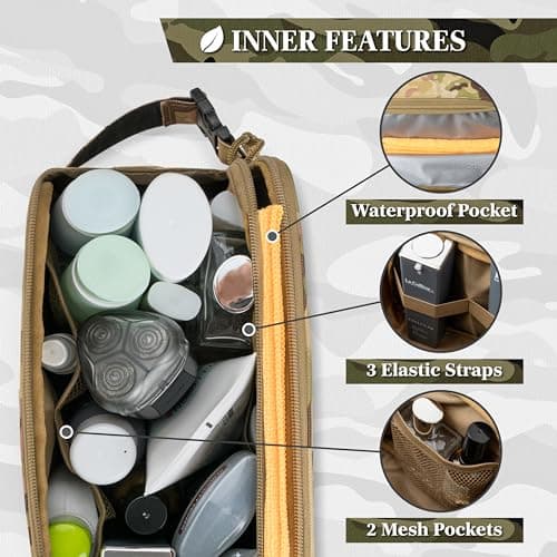 PAVILIA Tactical Toiletry Bag for Men, Water Resistant Molle Military Dopp, Camo, L, Military — view 3
