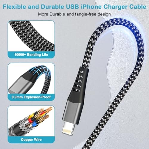 iPhone Charger Cable Short 30CM 2Pack, MFi Certified iPhone Lightning Cable 0.3M Short iPad Charging Cord Nylon iPad USB Wire Fast Charging iPod Lead Wire for iPhone 14 13 12 11 Pro Max XS 8 7 — view 5