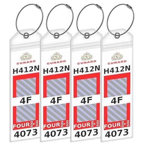 Cunard Cruise Luggage Tag Holders [4 Pack] – Waterproof, Durable Plastic with Steel Loops – Fits All Cunard Ships for Cruising in 2026, 2027 and 2028 – Cruise Essentials by Anchors Up