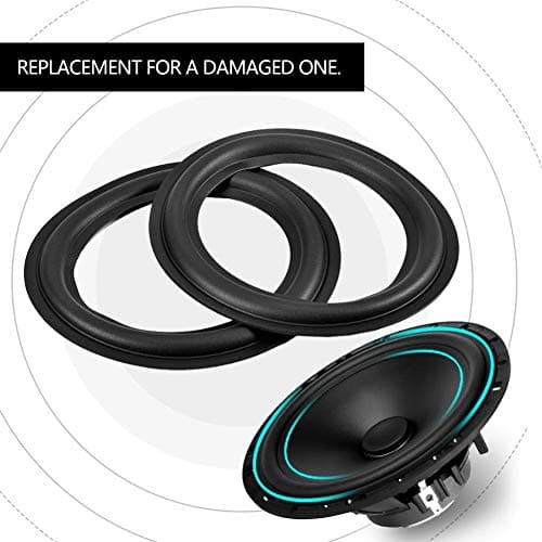 Perforated Rubber Speaker Foam Edge, 2pcs 6 inch/156mm Surround Rings Replacement Parts for Speaker Repair or DIY (Black) — view 5