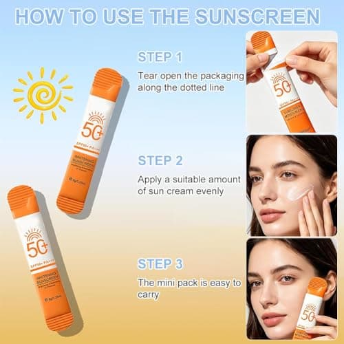 20 Pack Sunscreen SPF 50+, Mini Sun Cream for Face & Body, Travel Size Sunscreen Without White Cast, for Face & Body, Waterproof, Lightweight UV Protection for Daily Use, 8g per piecec — view 4