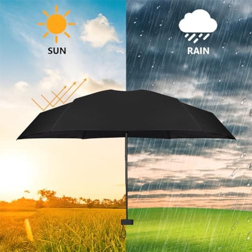 Aolso Mini Travel Umbrella - Folding Sun & Rain Umbrella with Capsule Case, Windproof, UV Protection, Portable for Men & Women (Black) — view 4