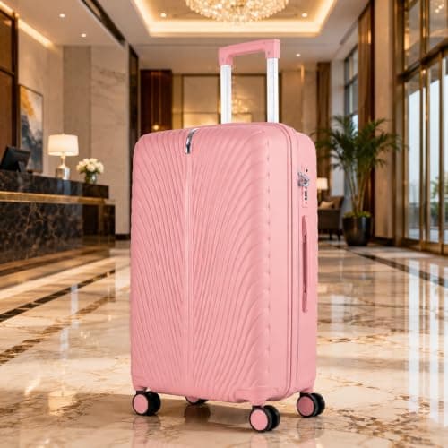 Fly Kite Luggage 24 Inch Medium Suitcase 100% Polypropylene Hard Shell with Aluminium Trolley Handle Real TSA 3 Digit Secure Lock 360° Smooth Wheels Lightweight Suitcase|Light Pink — view 4