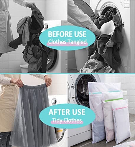 6 Pcs Mesh Laundry Bags, Multi-size Reusable Zippered Laundry Bags (S+M+L) — view 5