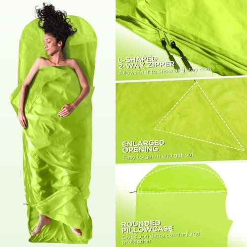 JAICOM Sleeping Bag Liner - Ultralight & Soft Travel Sheet for Adults, 150g — view 4