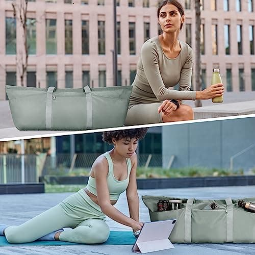 sportsnew Large Yoga Mat Bag for Women Gym Bag with Shoes Bag,Greenish Grey — view 6