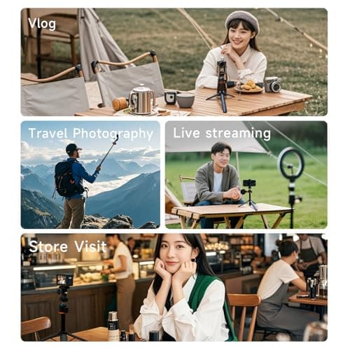 LKTOP 55cm (8-22'') Pocket 3 Tripod Selfie Stick for DJI Osmo Nano/360 Vlog Handle Grip Action 5 Pro/6/4/3 Extension Pole Insta 360/GoPro Hero/Max Travel Stand Action Camera Accessories 1/4" Screw — view 4