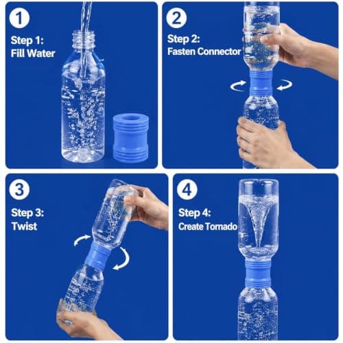 2 Pack Blue 360 Degree Spray Bottle Emptying Adapter Kit, Reusable Liquid Transfer Connector for Soap, Lotion, Shampoo, Conditioner, Universal Bottle Adapter for Kitchen and Bathroom — view 4