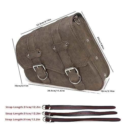 Motorcycle Solo Saddle Bag and Pannier Storage with Drink Bottle Holder PU Leather Waterproof Solo Swing Arm Bag Motorbike Luggage Bag Left Side Bag, Black — view 6