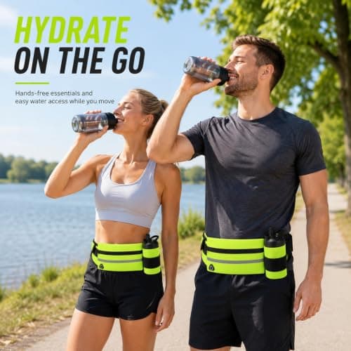 Running Belt with Bottle Holder, Reflective Water-Resistant Waist Pack — view 5