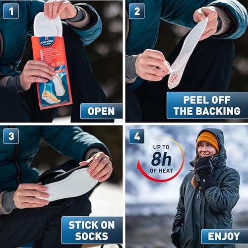 THE HEAT COMPANY Insole Foot Warmers Adhesive - 5 Pairs - EXTRA WARM - Adhesive Foot Warmers - 8 Hours of Warmth - Instant Heat - Air Activated - Purely Natural - SMALL Size: 3-6.5 — view 3