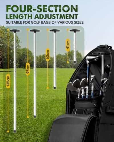 Maraiss Golf Travel Bag Support Rod, 4-Section Extendable Adjustable Aluminium Alloy Golf Support System with Round Protective Cap, Golf Bag Stand for Golf Stand Bags & Travel Bags — view 5