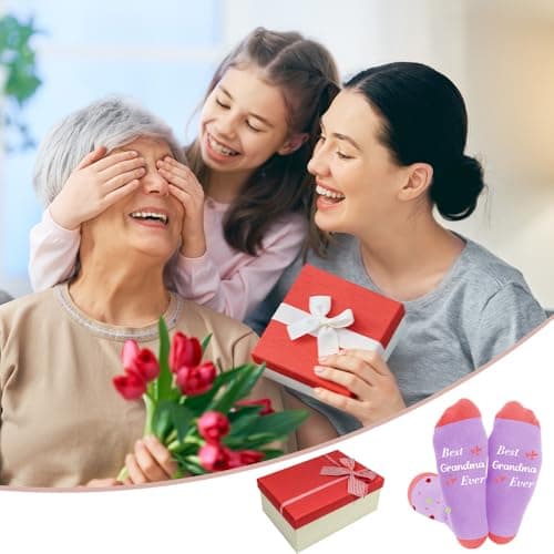 Bicfuiot Grandma Birthday Gifts for Grandma Gifts Grandmother Birthday Gift for Nana Grandparents Present for Nan Nanny Mothers Day Mother's Day Personalised Retirement Christmas Xmas Socks — view 6
