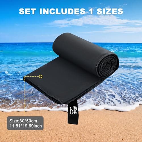 HiiPeak Microfibre Towel Compact Camping small gym towel hand face Towel - Quick Dry Lightweight Absorbent Sports Gym Swimming Hiking Drying Towel for Men,Women (Black-1pack, 50cm x 30cm) — view 3