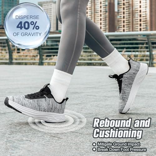 Rollstep Wide Toe Box Shoes Women Sneakers Extra Wide Width Arch Support Non-Slip Tennis Athletic Ultralight Running Shoes for Women Walking Diabetic Plantar Fasciitis Footwear 6-12, Black Grey, 5 UK — view 5
