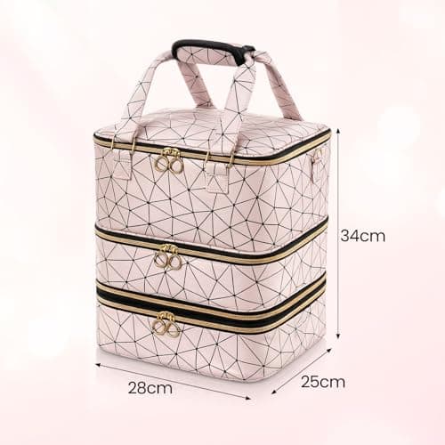Nail Polish Organizer Case 3-Layer Portable Nail Bag for Nail Tech Pink — view 5