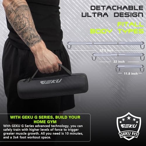 Geku Fit Aluminum Resistance Band Bar - 3-Section Detachable Heavy Duty Workout Bar for Resistance Band Exercises, Strength Training, Home Gym — view 3