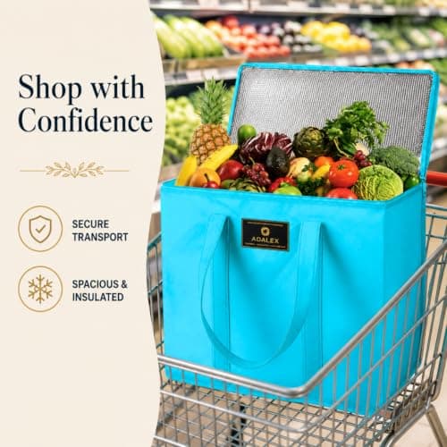 Adalex Global 16L Cool Bag Cooler Bag and Cooler Box, Insulated Food Delivery for Uber Eats, Thermal for Hot and Frozen Food, Picnic and Grocery Delivery, Freezer Shopping (30x18x30cm 16l Blue, L) — view 3