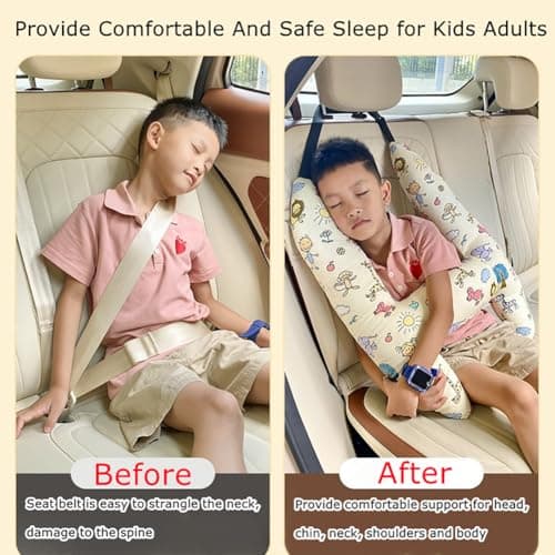 Kids Adults Car Travel Pillow Car Seat Head Support Neck Pillow Soft Head Body Car Seat Belt Pillow Cushion Safety Strap Cover Headrest Aircraft Car Travel Sleeping Pillow For Car Seat Airplane Train — view 5