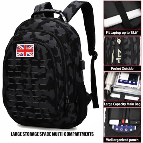 Houart 40L Tactical Military Rucksack Waterproof Backpack with USB Port — view 3