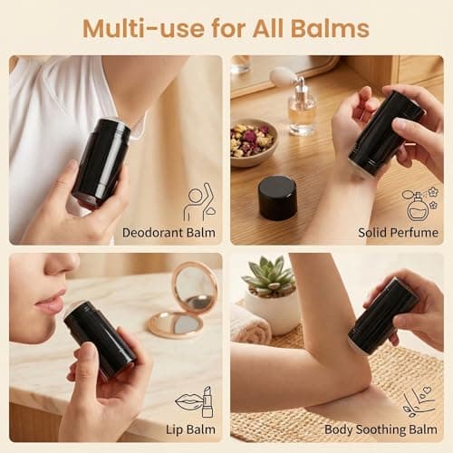 VASANA 3Pcs 30g/1oz Black Plastic Empty Round Deodorant Containers Twist-Up Filling Stick Refillable Deodorant Bottles Travel Lip Balm Tubes for DIY Cosmetic Lipstick Sunscreen — view 6
