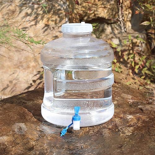 Water Bottle with Screw Cap, 5L Water Bottle Food Grade Plastic 1.3 Gallon Jug Container Carry Handle for Sports Outdoor Travel Camping Residential Commercial Use Supplies (C, 26x26x34cm) — view 2