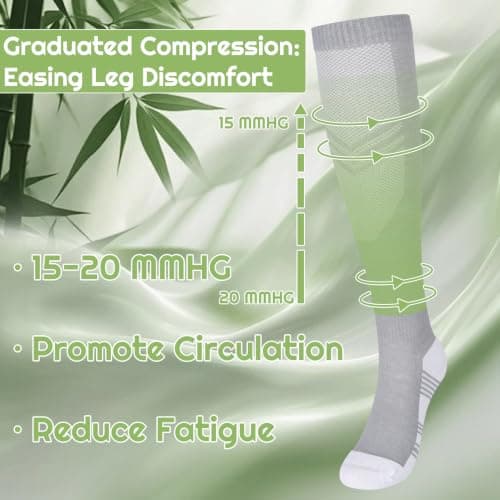 KKuSoxyy 3 Pack Compression Socks for Women Men, Bamboo Viscose 15–20mmHg — view 6