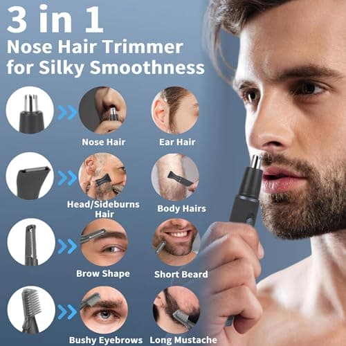 3-in-1 Nose Hair Trimmer for Men,USB Rechargeable Ear & Nose Trimmer — view 3