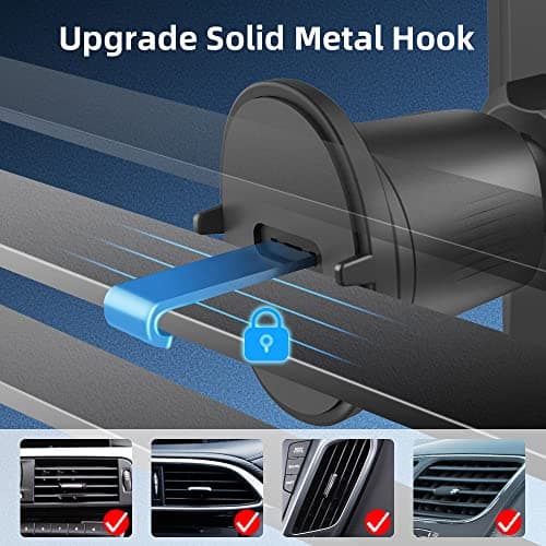 Super Stable Air Vent Cell Phone Car Mount with 2025 Metal Hook Clip 360° Rotation,One Button Release for iPhone, Samsung, Google, and All Other Smartphones — view 5