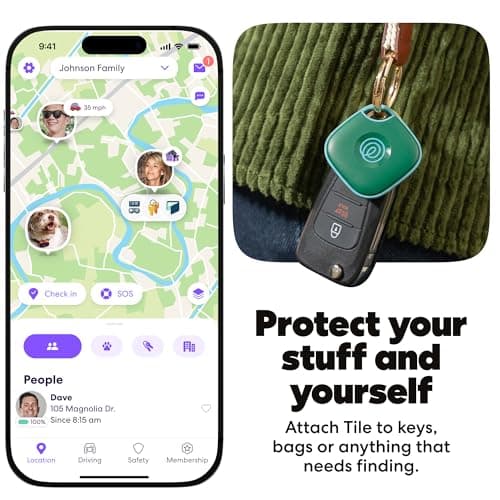 Life360 Tile - Bluetooth Tracker, Keys Finder and Item Locator for Keys, Bags and More. Phone Finder. Both iOS and Android Compatible. 1-Pack (Green Surf) — view 3