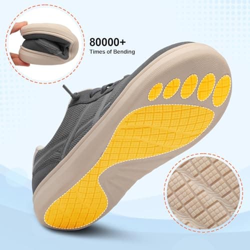 JOINFREE Women's Wide Fit Trainers Slip On Casual Walking Shoes Grey — view 6