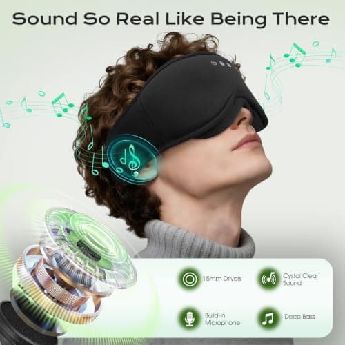 MUSICOZY Sleep Mask Headphones Bluetooth 3D Bamboo Cotton Sleep Headphone — view 6