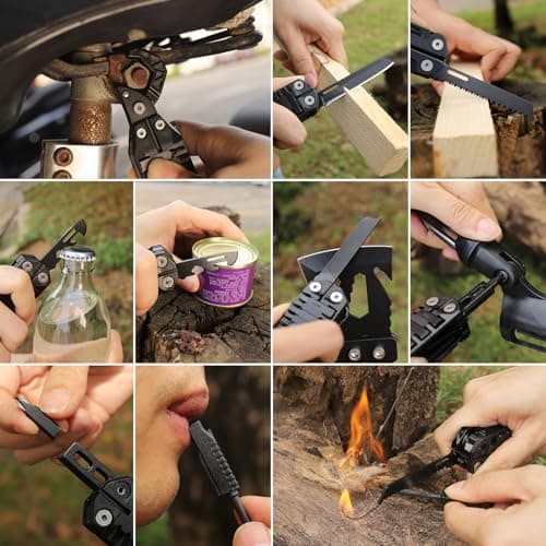 HONZIN Multitools 10 in 1 Pocket Multitool with Wrench, Can Opener, Bottle Opener, Saw, Screwdriver Set, Whistle, Fire Starter, Foldable Multi-Tool for Outdoor, Camping, Hiking, Repair, Gifts for Men — view 4