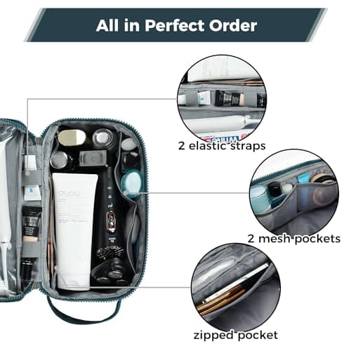 ECOHUB Water-Resistant Travel Toiletry Bag, Recycled Wet and Dry Separation Wash Bag, Dopp Kit Shaving Bag, Wide-Open Zipper Pouch Travel Toiletries Bag for Men, Patent Pending, Bluegreen — view 4