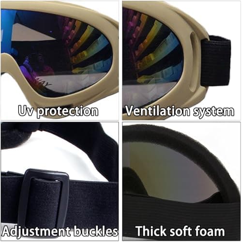 QHNTXQD Ski Goggles Snowboard Goggles, UV Protection Windproof Dustproof Anti-Scratch Winter Snow Sports Goggles for Men Women Youth (Coffee) — view 3