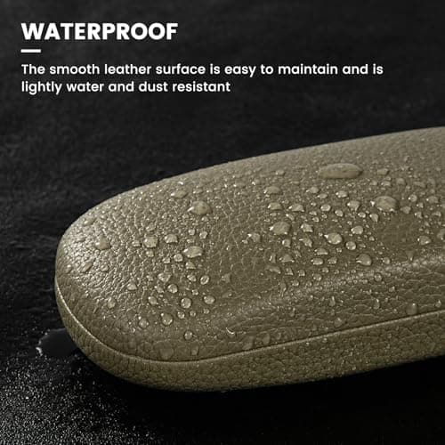 molshine Hard Shell PU Leather Glasses Case,Travel Portable Eyeglass Case for Men Women Girl Travel Study Work (Olive green) — view 5