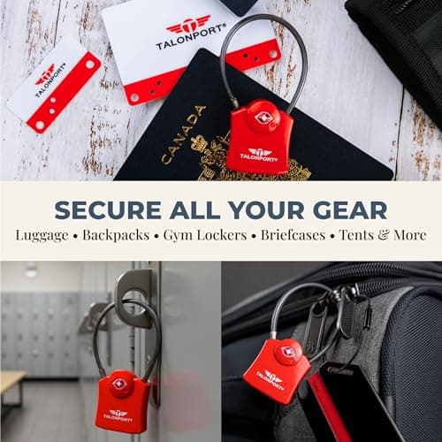 Talonport Keyless TSA Approved Suitcase Luggage Locks, Red — view 3