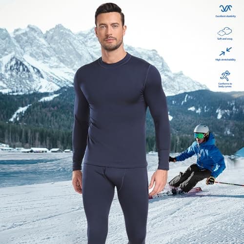UNIQUEBELLA Men's Thermal Underwear,Home Thermal Underwear Set Men Winter Thermal Clothing Breathable Multifunctional Ski Underwear for Running,Skiing,Football,Cycling-Black — view 6