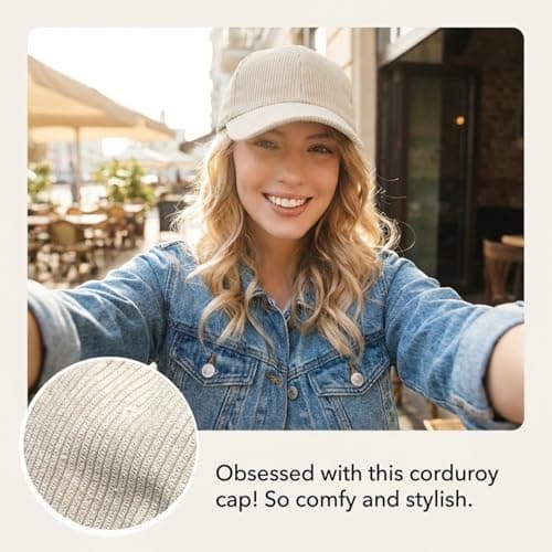 howkuhat Unisex Cotton Baseball Cap Sports Sun Hat Winter Warm Wide Brim Adjustable Outdoor Travel Cap(UK, Alpha, One Size, Beige) — view 4